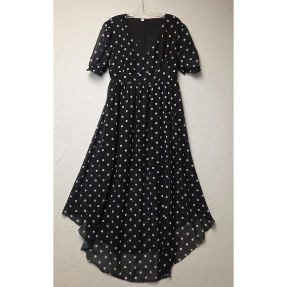 Black & White Polka Dot Dress Maxi Shear Mini underlined Slip XXL Baby doll Y2K - Picture 1 of 12